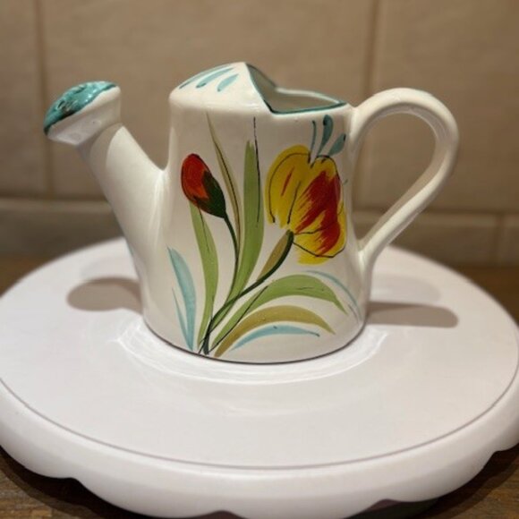 Ceramic Flower Pot Watering Sprinkling Can Italy Hand Painted Vintage - Picture 1 of 8